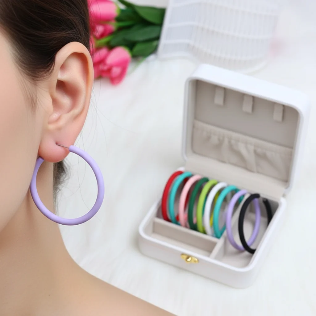1 Pair woman Acrylic Circular Earrings Circle Jewelry Ear Jewelry Round Acrylic Hoop Earrings Decor Popular Accessories Gift
