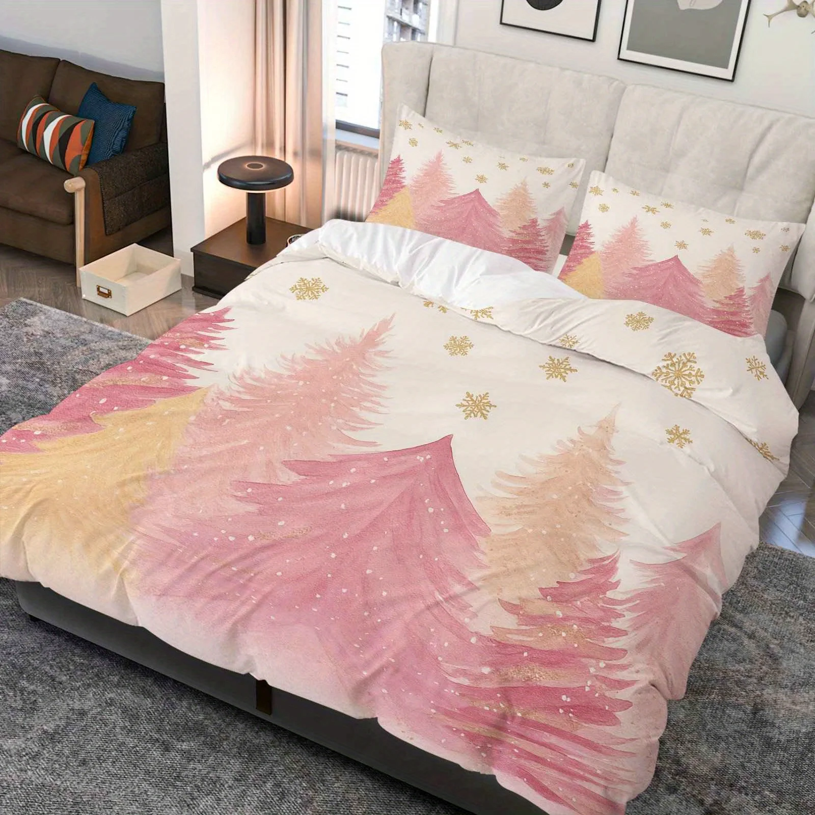 set-copripiumino-rosa-con-fiocco-di-neve-di-natale-da-3-pezzi-accogliente-poliestere-lavabile-in-lavatrice-chiusura-con-cerniera-comfort-per-tutte-le-stagioni-per-la-camera-da-letto