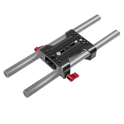 Multipurpose Camera Base Plate with 15mm Rod Rail Clamp Tripod Mounting Baseplate Aluminum Alloy for DSLR Rig Support System