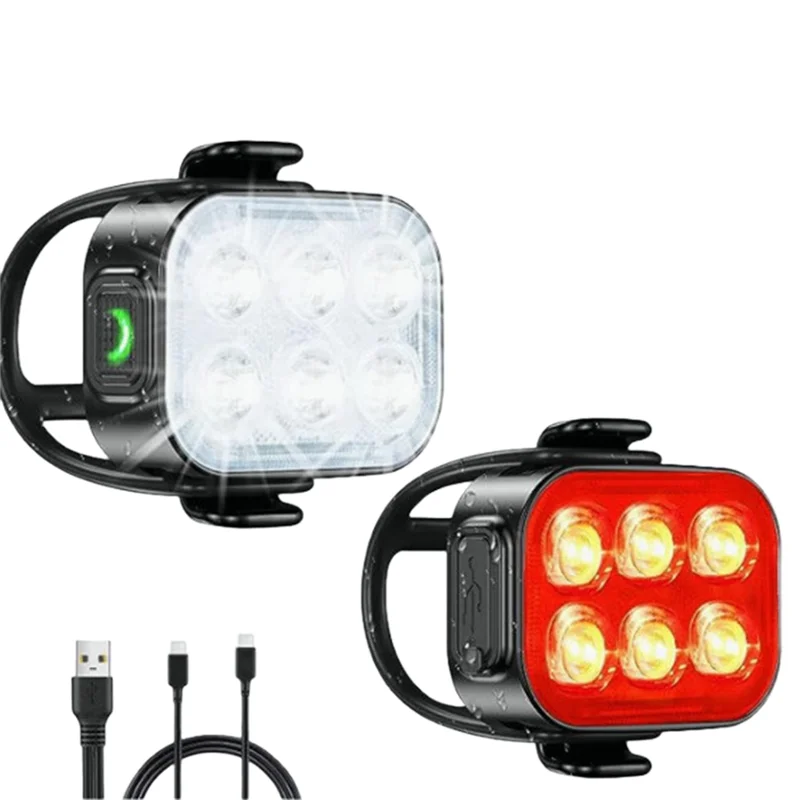 

AA75-Набор водонепроницаемых велосипедных фар и задних фонарей, велосипедные фонари для ночной езды, переднее и заднее освещение с перезаряжаемым USB-портом