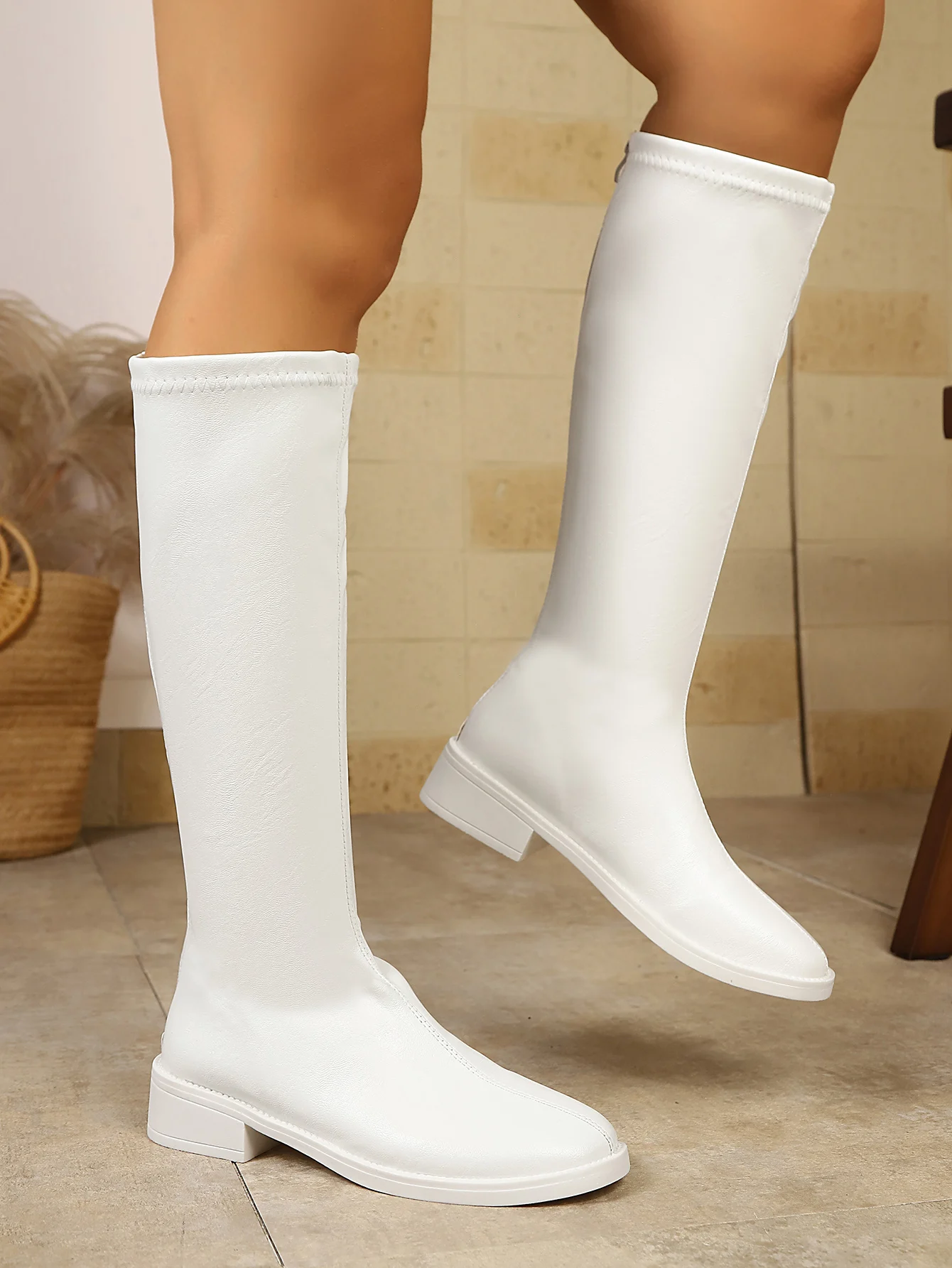 Neue Winterstiefel mit Rundzehen und eckigem Absatz, bequeme, lässige, kniehohe Stiefel, modische, heiß begehrte, sexy, elegante Ritterstiefel für Damen – Detail 30