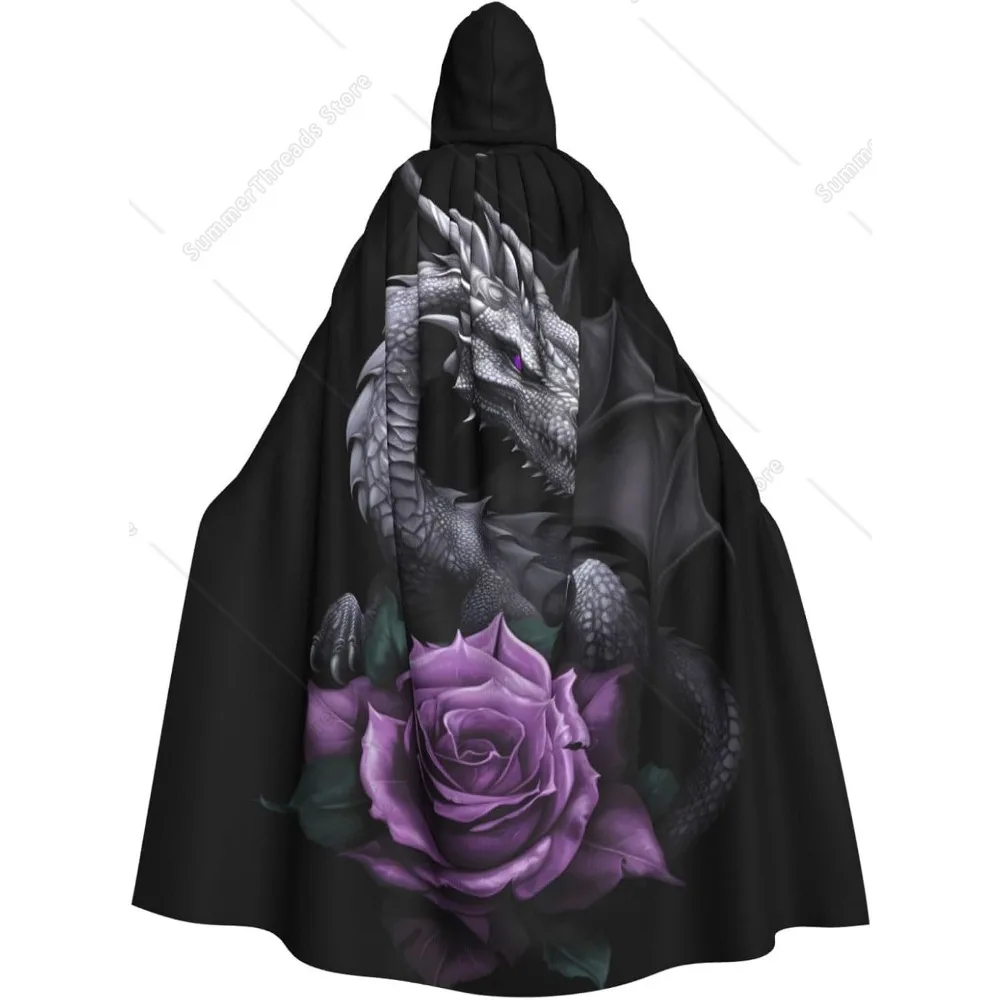 

Плащ с капюшоном Silver Dragon Rose для женщин, карнавальный костюм на Хэллоуин, тематическая вечерние накидка
