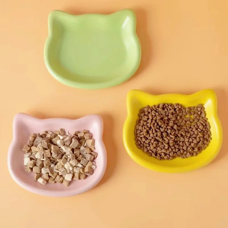 4-Color Anti-Black-Nose Pet Bowl Premium Cat Food Dish for Dwarf Cats Frozen Meal Canned Snack Plate Home Use Pet Bowl