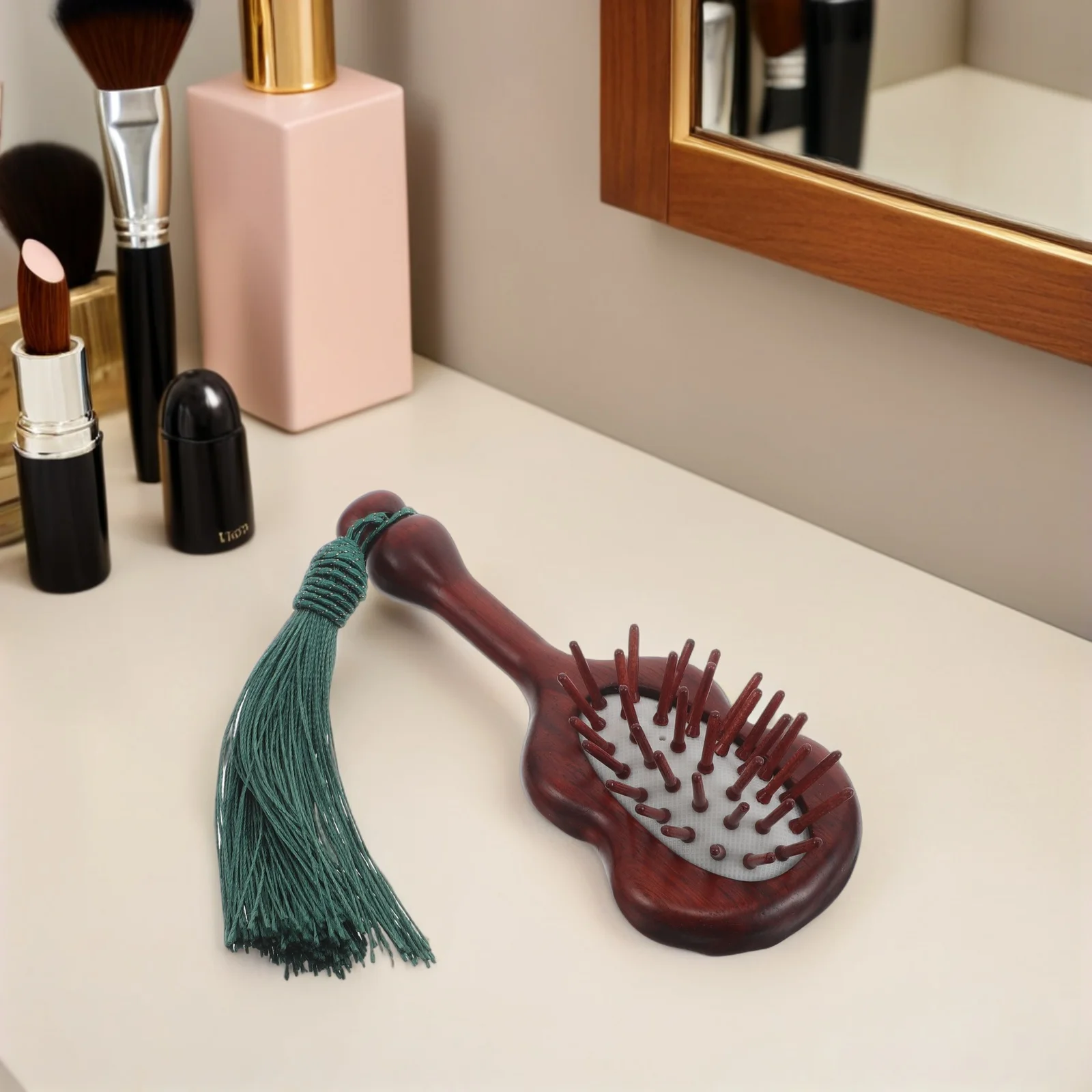 

Comb Curly Wooden Brush Hair Dry Detangling Scalp Massager With Cushion Structure Suitable For All Hair Types