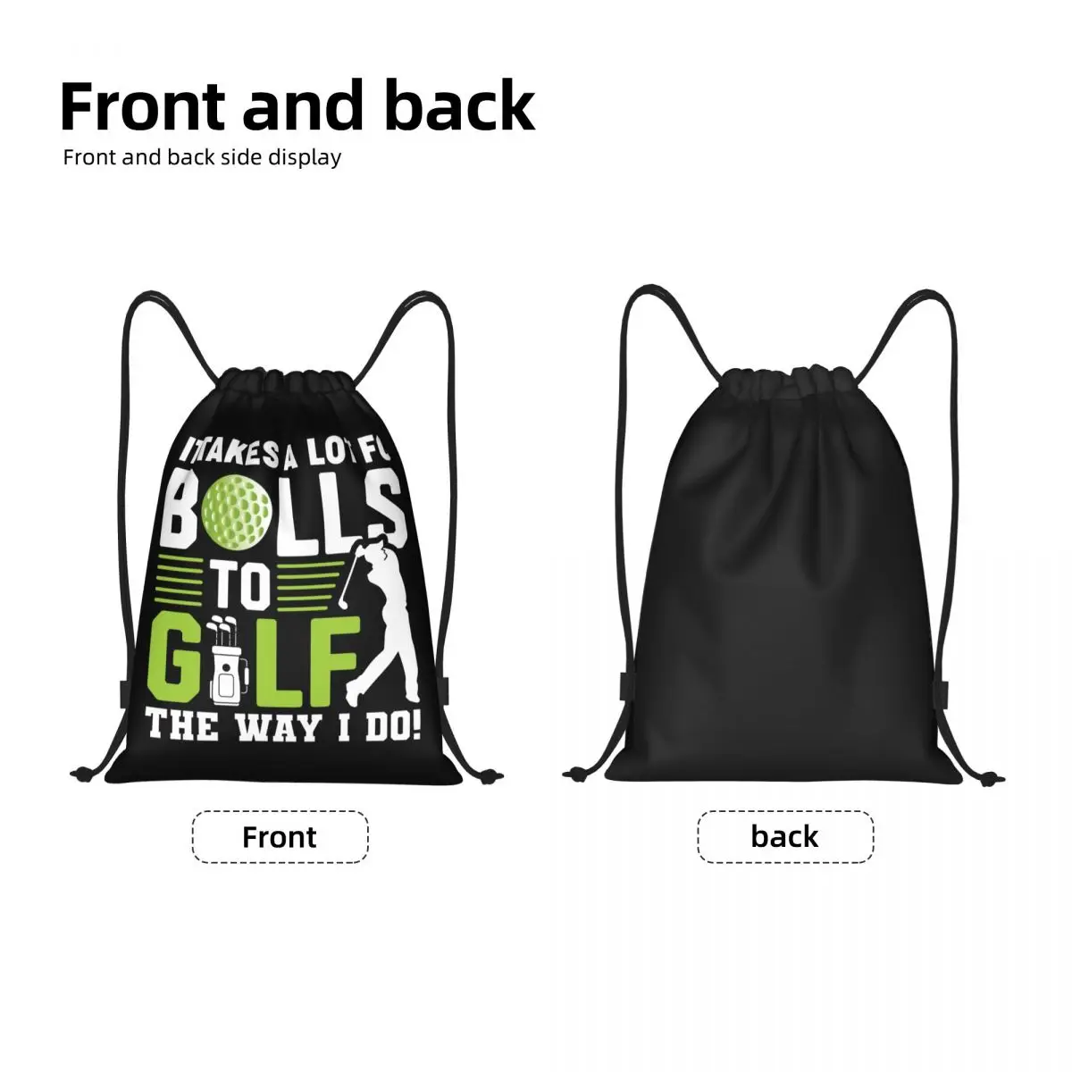 Custom Golf Quotes Drawstring Bags Men Women Lightweight Sports Gym Custom Golf Logo Storage Backpack