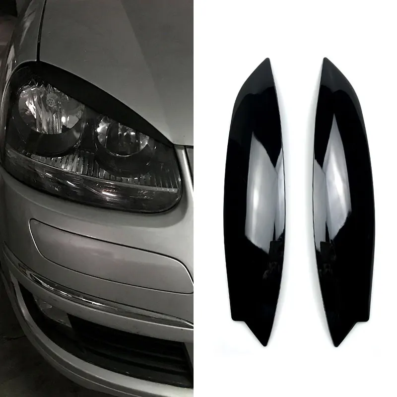 For VW Golf 5 MK5 Volkswagen Car Headlights Eyebrow Eyelids Cover Piona black Eyebrows Sticker Decorative Accessories 2003-2008