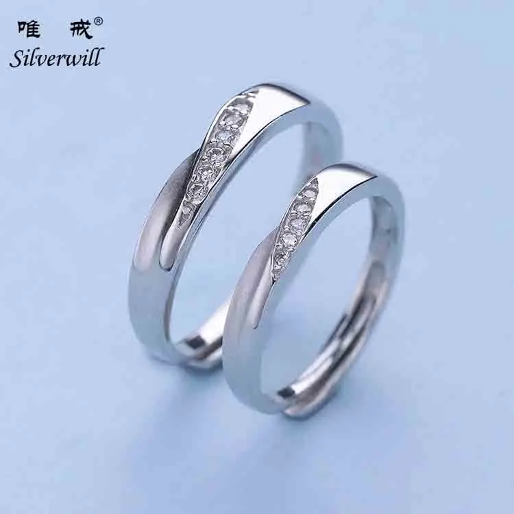 

925 Sterling Silver 3A Cubic Zircon Stone Couple Rings