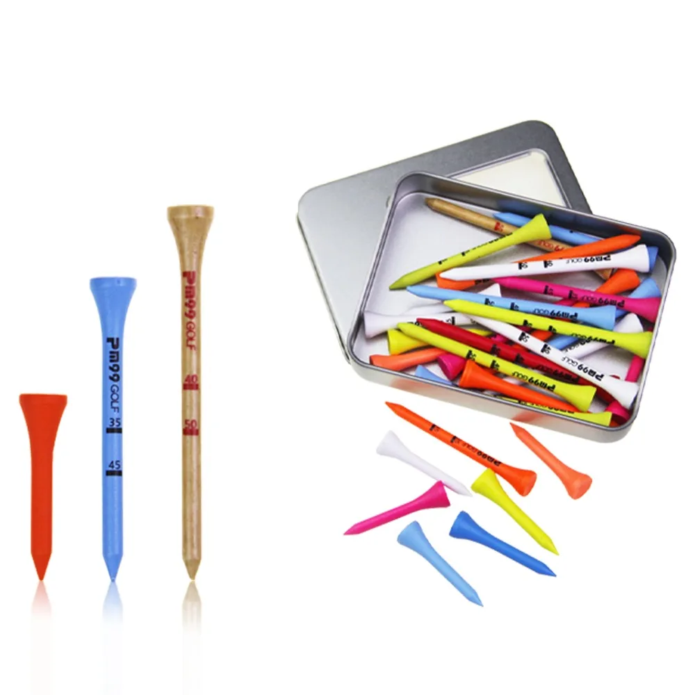 

Reusable Professional Random Color Golf Training 42/70/83mm Golf Accessories Golf Ball Holder Wood Golf Tees With Storage Case