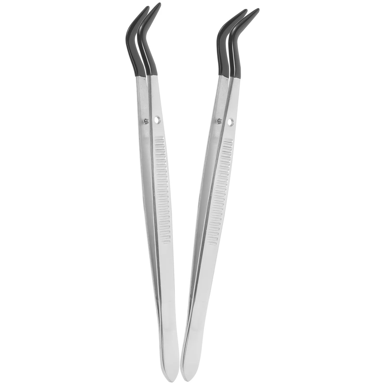 2 قطعة ملاقط مطاطية ذات طرف منحني دقة مجوهرات حرفية أداة تجميع ختم العملات المعدنية من الفولاذ المقاوم للصدأ قبضة مريحة #4