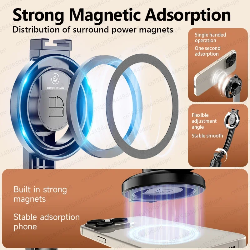 

Магнитная селфи-палка с Bluetooth-пультом и подставкой-триподом Magsafe для iPhone 14 13 12 Pro Max для вертикальной съемки