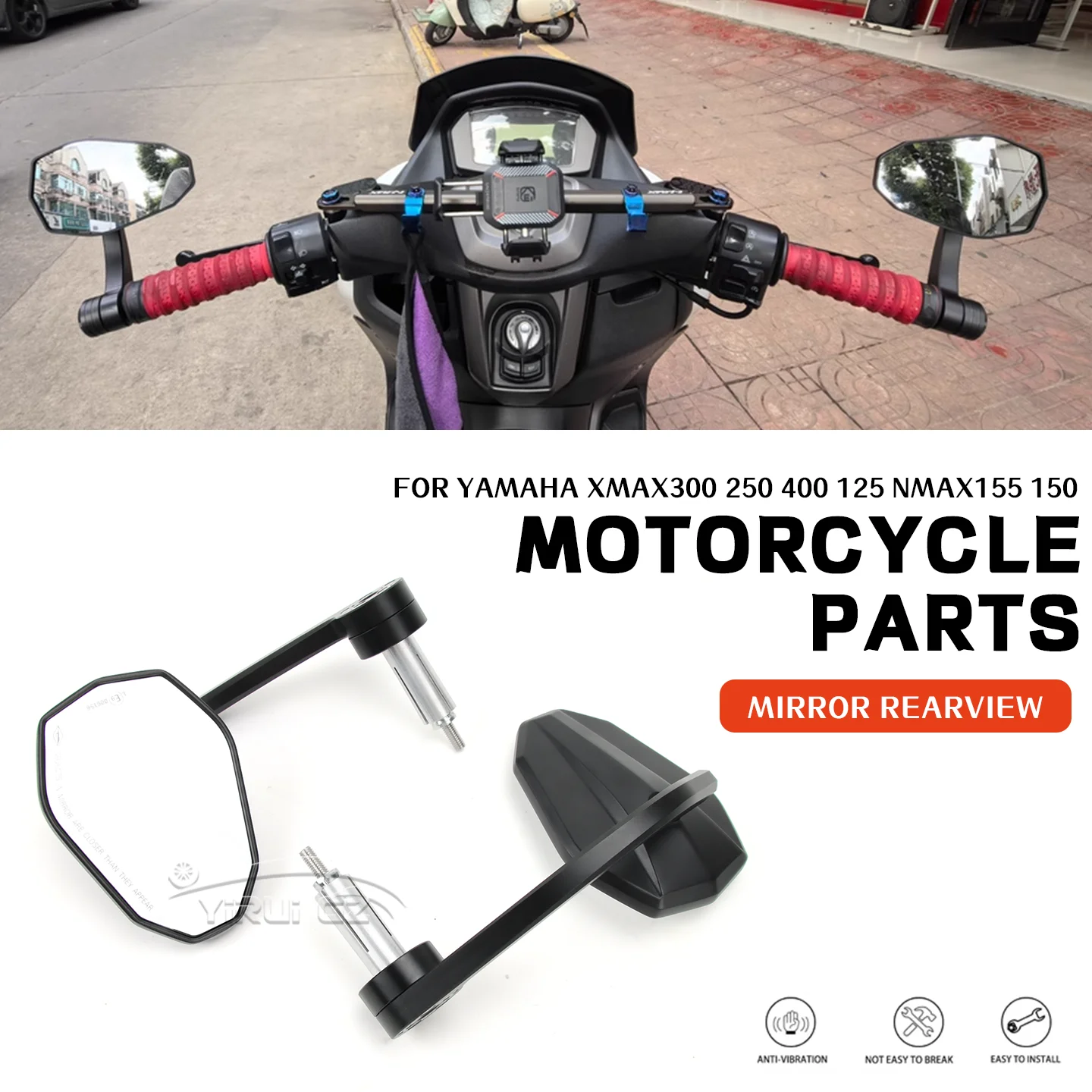 

Motorcycle Mirrors Handlebar Mirrors Universal Motorcycle Mirror Wide Vision For YAMAHA XMAX300 250 400 125 NMAX155 155 NMAX 150