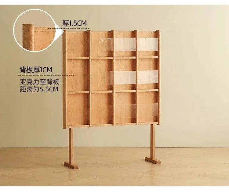 Y Medieval Solid Wood Reading Display Magazine Bookshelf Japanese Newspaper Storage Rack CD Holder Floor-Type File Showing Stand