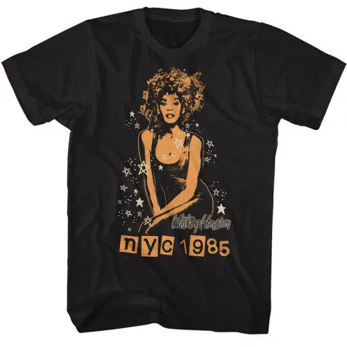 

Whitney Houston NYC 1985 Stars Black T-Shirt