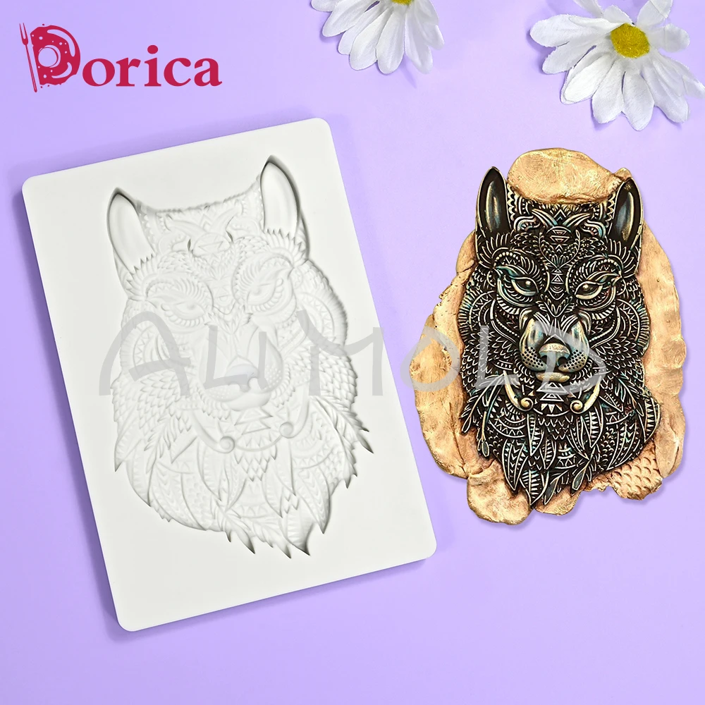 Projekt głowy wilka formy silikonowe kremówka czekoladowe ciasto dekoracyjne formy pieczenie DIY glina żywiczna Making Model narzędzia do dekoracji domu