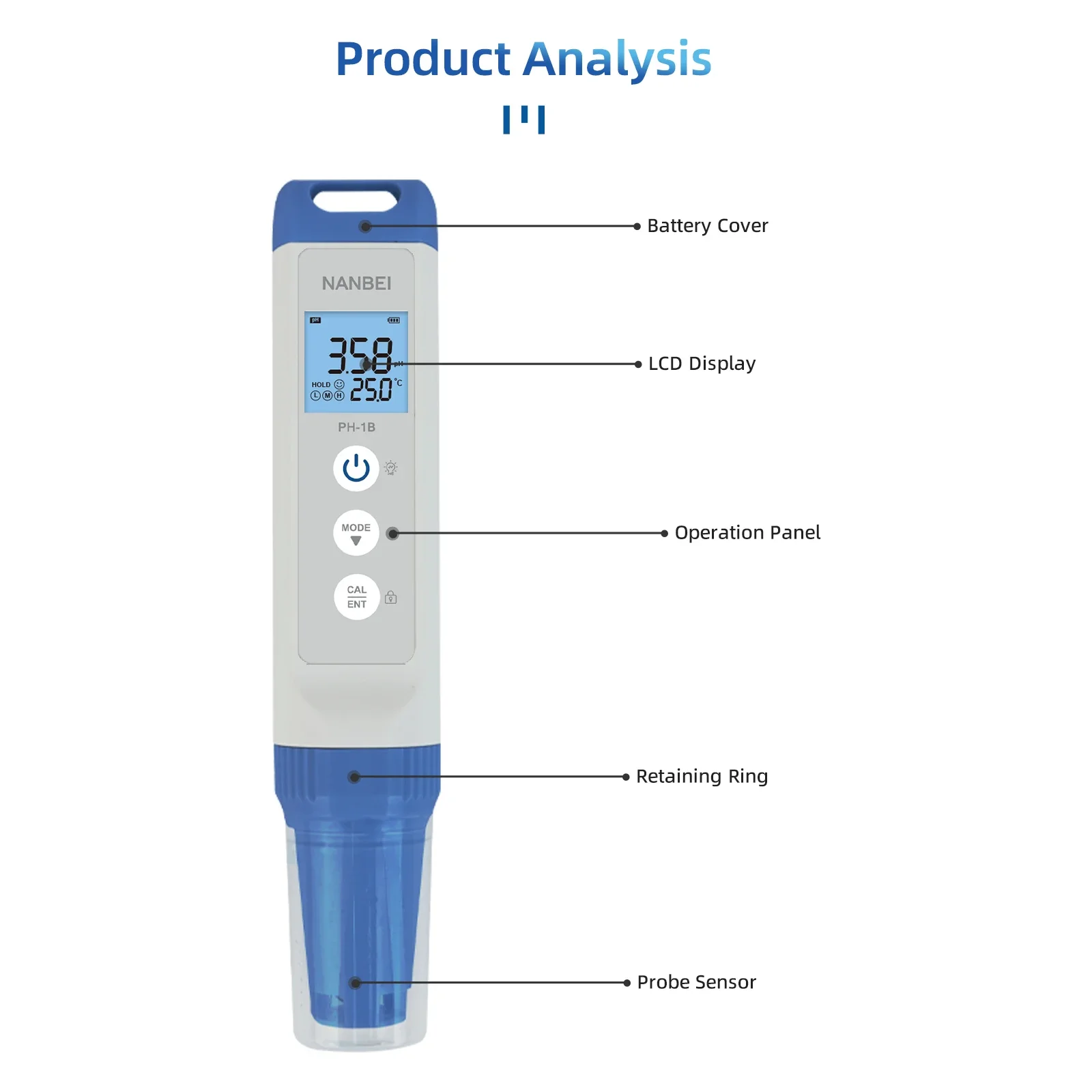 Medidor de PH Solución de PH digital portátil Concentración Gravedad específico Calibración automática fácil Clasificación IP67