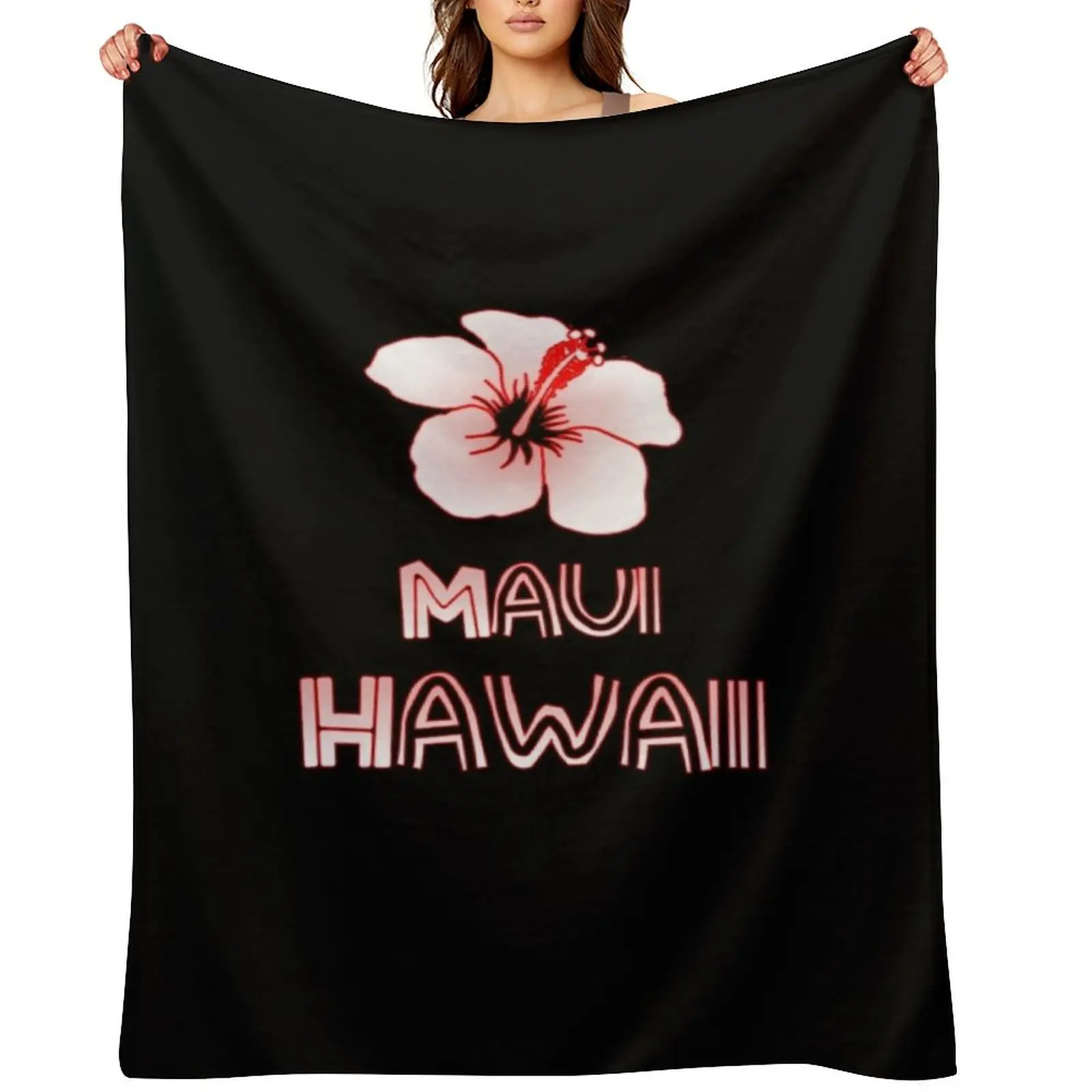 

Maui Hawaii Hibiscus Flower Sweatshirt Throw Blanket Summer Beddings Tourist bed plaid Personalized Gift Blankets
