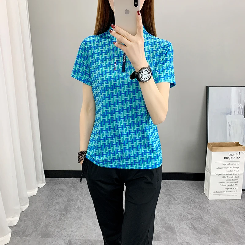 2023 New Summer Quick Dry Elastic Short Sleeve Casual T-Shirts Women's Skin/Sun/UV Protection Workout Athletic Shirts Outdoor