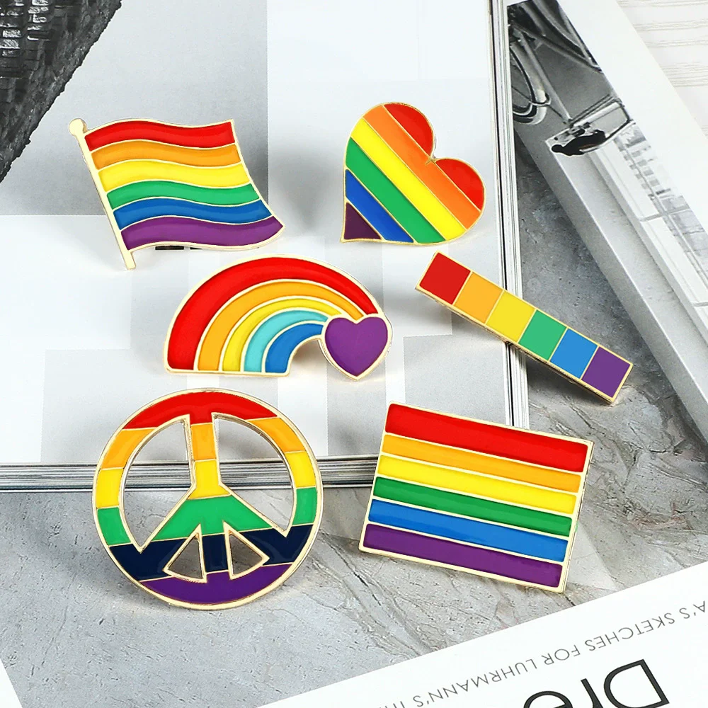 Rainbow love compass brooch DIY personalized creativity niche alloy accessories bag pendant
