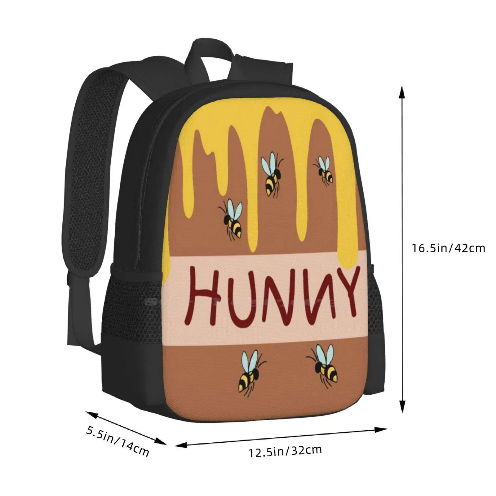 The Hunny Pot Large Capacity School Backpack Laptop Bags Bear Food Cartoon Character Hunny Pot Honey Pot Kids Nursery Childrens