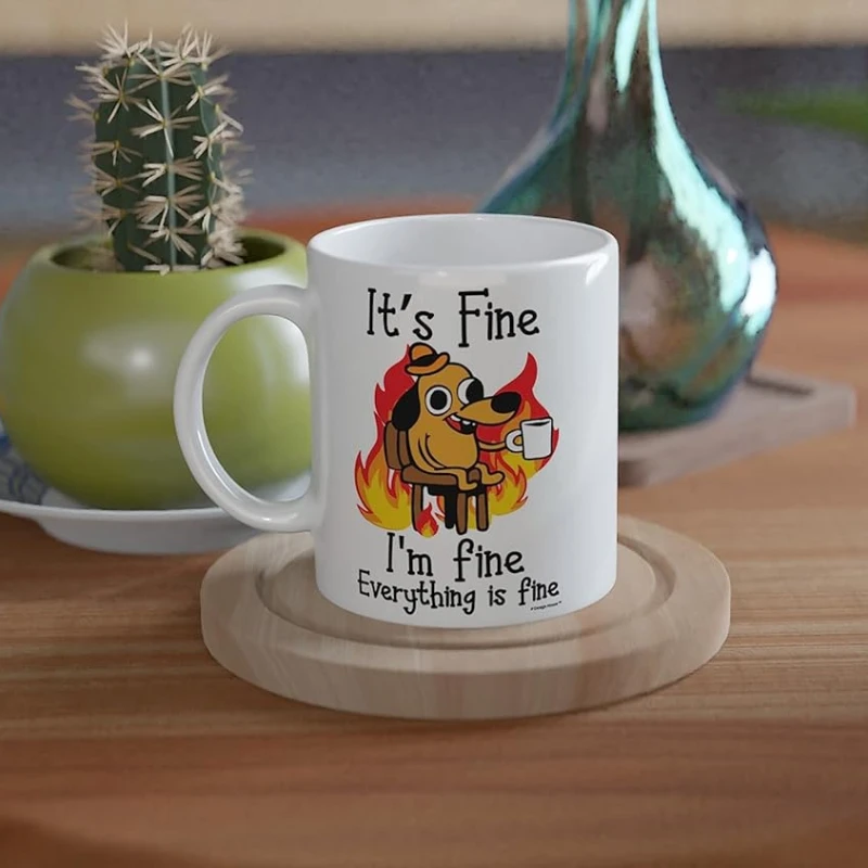 1szt 11oz It\'s Fine Funny Puppy Coffee Mug Tea Cup Coffee Cup Śmieszne prezenty urodzinowe dla kobiet i mężczyzn Kubek ceramiczny Spersonalizowany