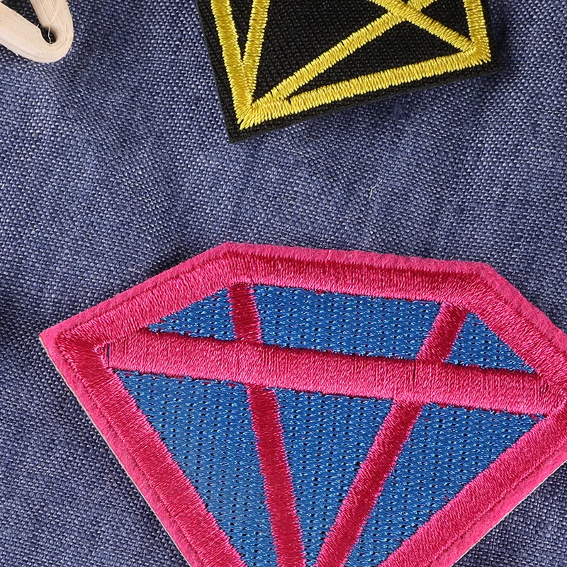 ダイヤモンドカラー刺繍パッチ,3個,熱接着剤用,ファッション衣類,電話ギフトボックス,手工芸品,装飾アクセサリー