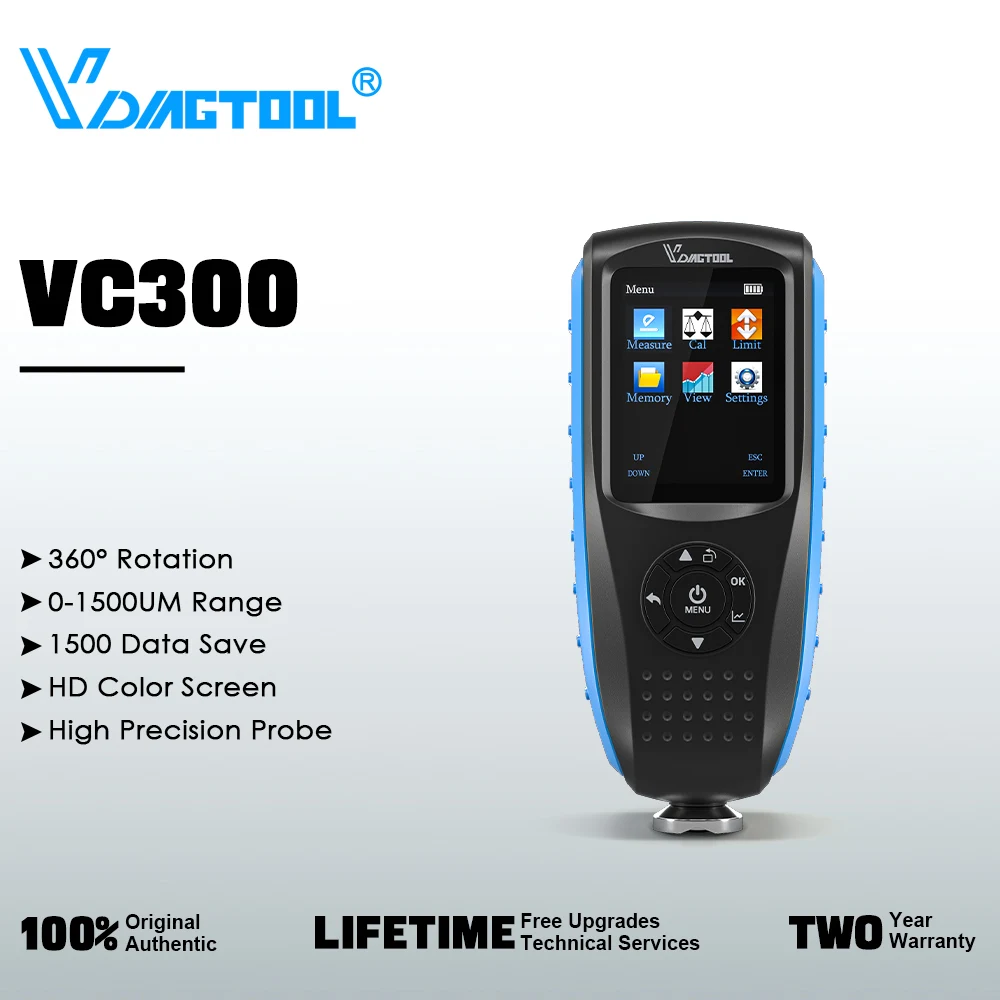 VDIAGTOOL VC300 Auto-Dickenmessgerät mit digitaler LCD-Hintergrundbeleuchtung, Autolacktester,