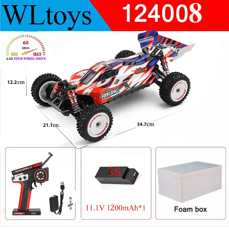 Wltoys Nuovo 124017-V8 1/12 2.4G Auto Da Corsa RC 4WD Motore Brushless 75 Km/H Ad Alta Velocità di Controllo Remoto Off-road Drift giocattoli Per Aduit