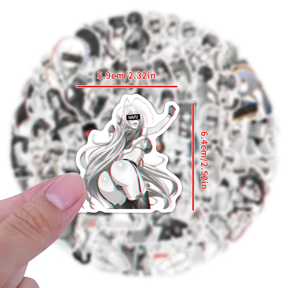 10/30/50/110pcs Anime Sexy Waifu Girl Hentai Stickers Black White Graffiti Decals Laptop Skateboard Car Adult Waterproof Sticker