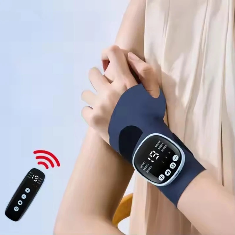 جهاز تدليك المعصم اللاسلكي مع وسادة دافئة قابلة لإعادة الشحن عبر USB للحرارة مع تدليك لتخفيف تعب نفق الرسغ للمعصم