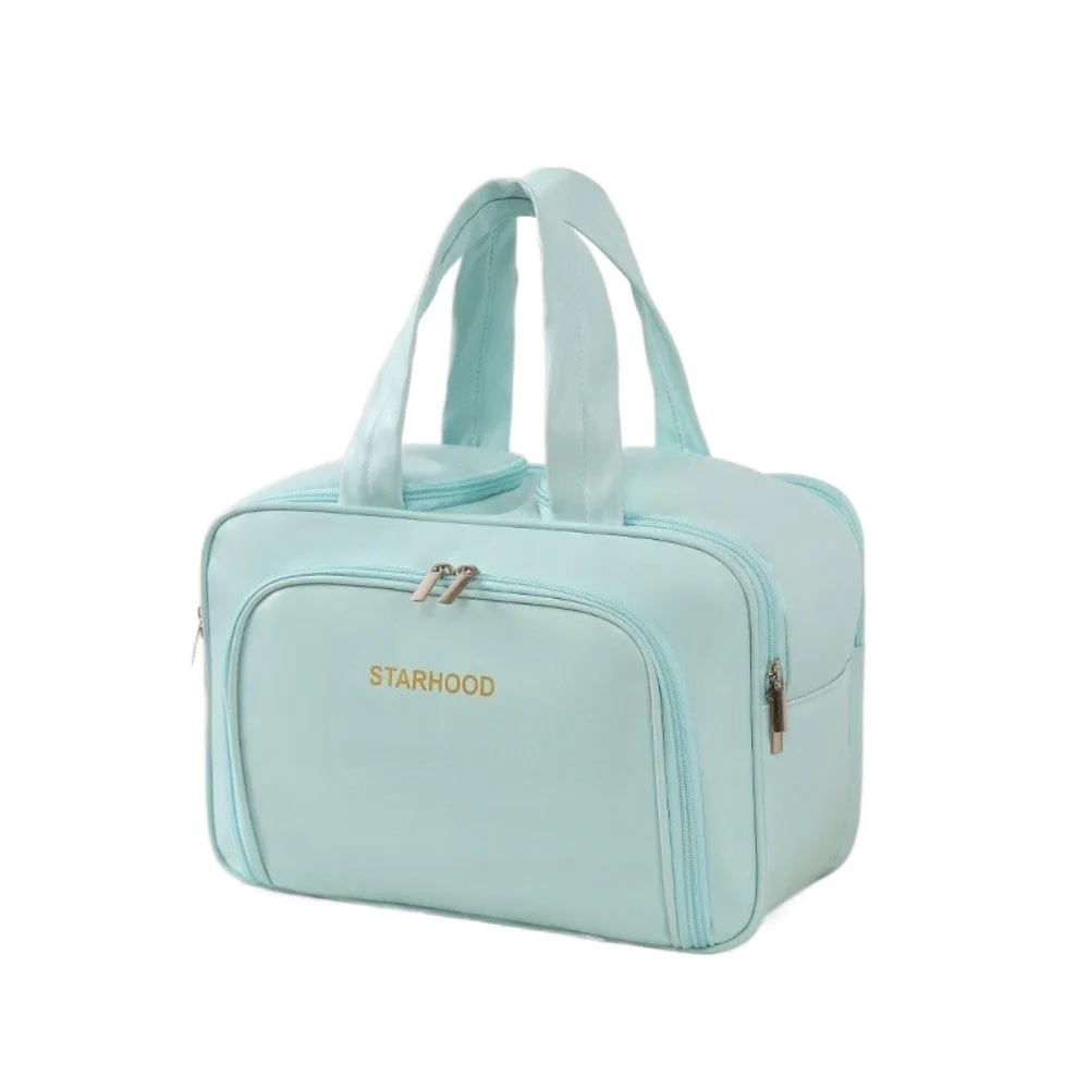 

Large Capacity Travel Toiletry Bag Lightweight Wide-open Makeup Organizer Multiple Compartments Dual-Zippered