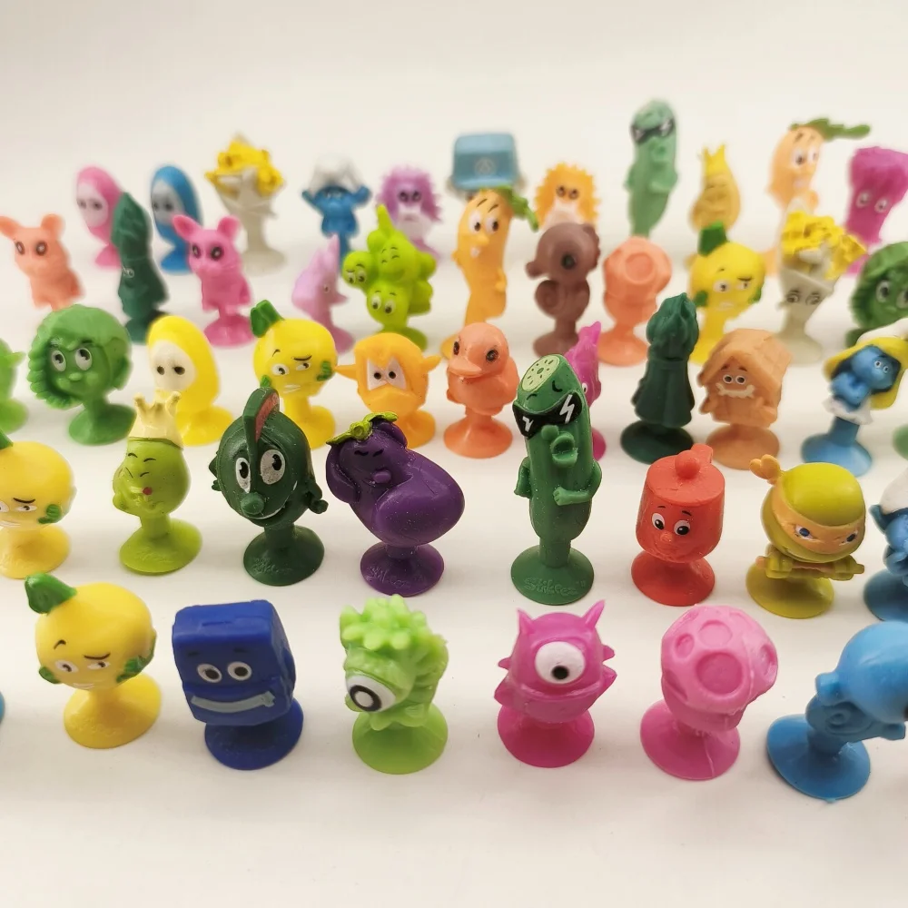 20-60 Uds. Suave 2,5 cm Stikeez Mini frutas y verduras animales pan figuras de acción modelos lindos muñecos de dibujos animados juguetes para niños regalo