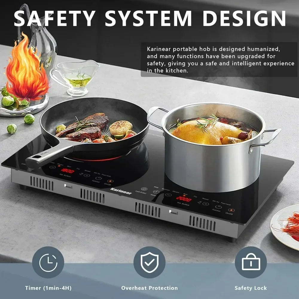 

Электрическая варочная панель на 2 конфорки, 24 дюйма, 110-120В, настольная и встраиваемая, портативная индукционная плита с розеткой