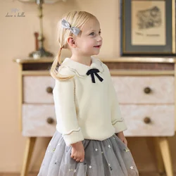 Dave Bella 2024 New Winter Girls Baby Children Top Knitted Sweater Pullover Fashion Casual Sweet Cute Gentle Knitwear DB4243849