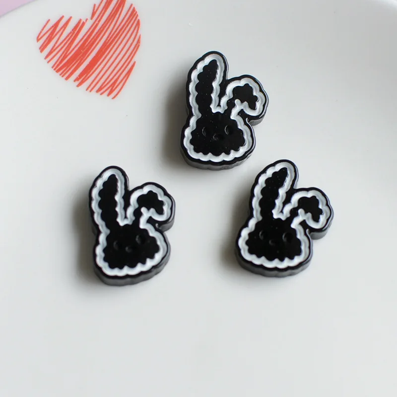 10pcs Kawaii 3D Black Bear Rabbit Heart Bowknot Resin Flatbacks Cabochons Craft Materials Ornaments for Crafts DIY Accessories