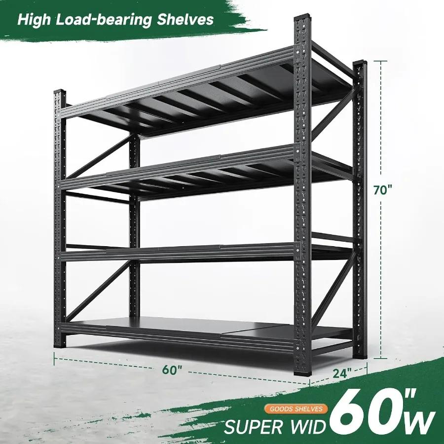 4000LBS Storage Shelves Heavy Duty, Garage Shelving Units, 4 Tier Adjustable Utility Rack Shelf, Large Metal Industrial Shelves