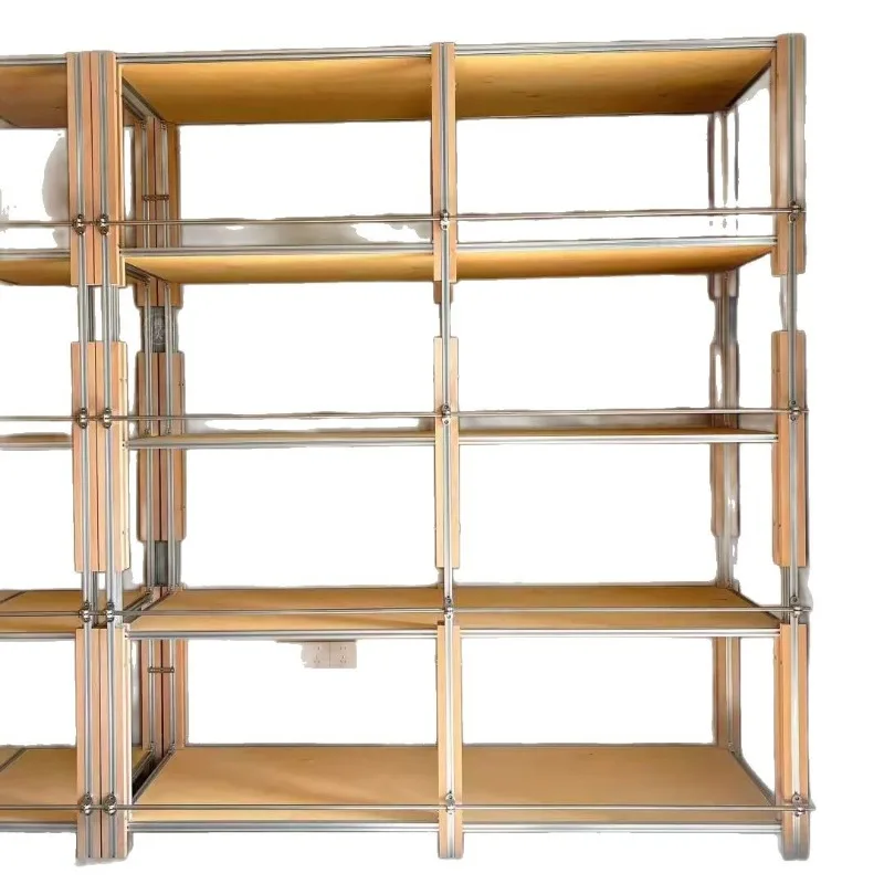 Light luxury multi-layer optical axis rack display rack display rack aluminum profile birch ocean board storage rack