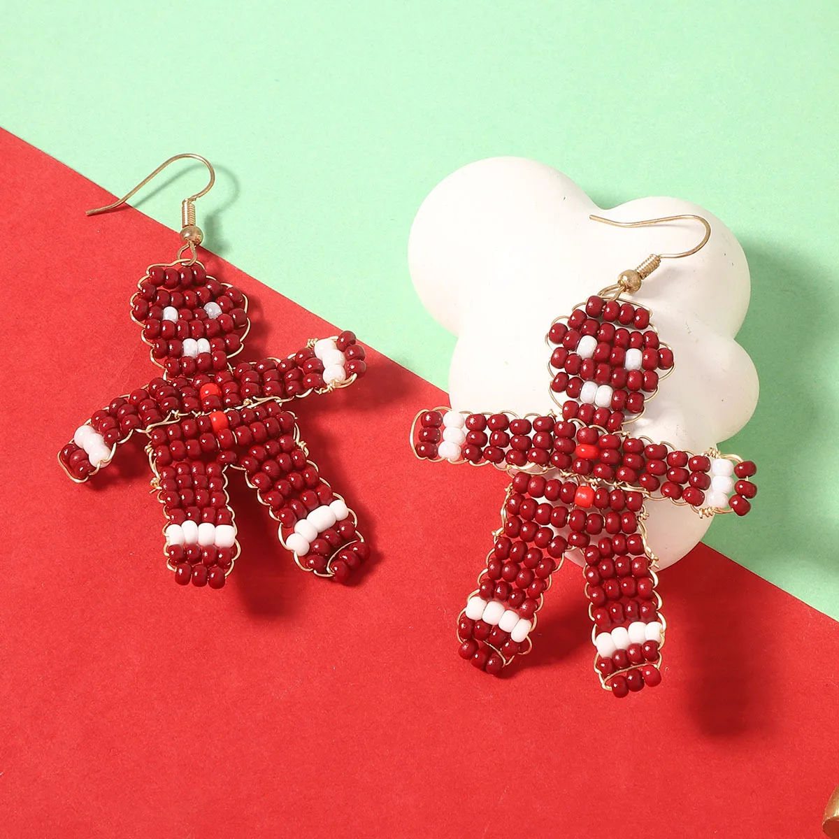 Funny hand-woven personality cute Christmas gingerbread human ear hook, niche creative design sense