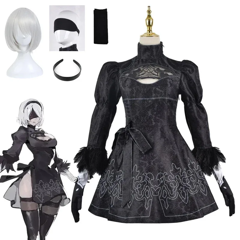 

A Litter Of Bears 2b Nier Automata Косплей YoRHa No. 2 костюма типа B, аниме, женское платье, необычный Hallo 2025, новинка