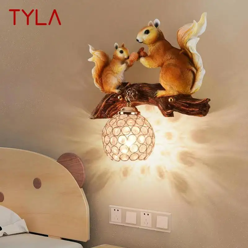 

TYLA Modern Squirrel Resin Wall Lights LED Creative Crystal Indoor Sconce Lamp For Home Living Room Corridor Decor