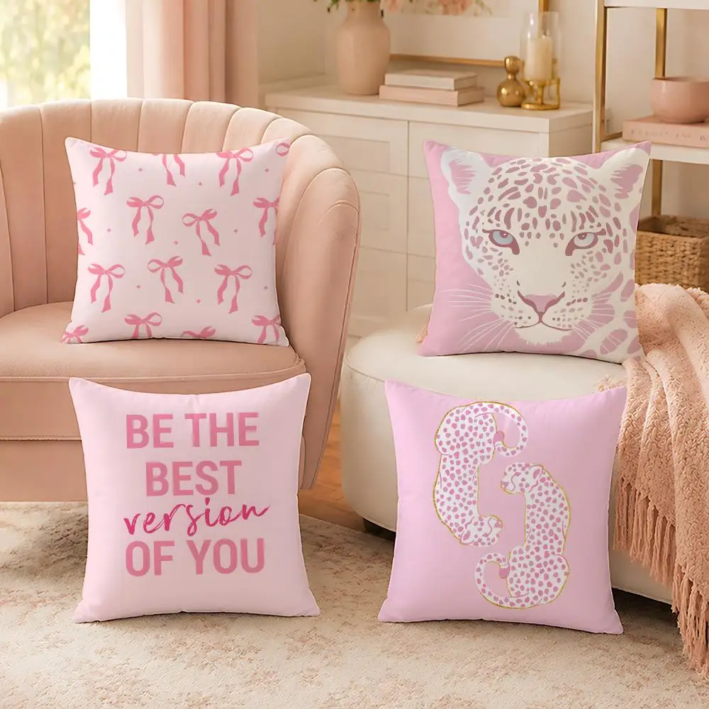 Pink Aesthetic Elements Collection Cushion Cover Custom Plush Pillow Cover Soft Cloud Comfort for Sofa Bed Couch