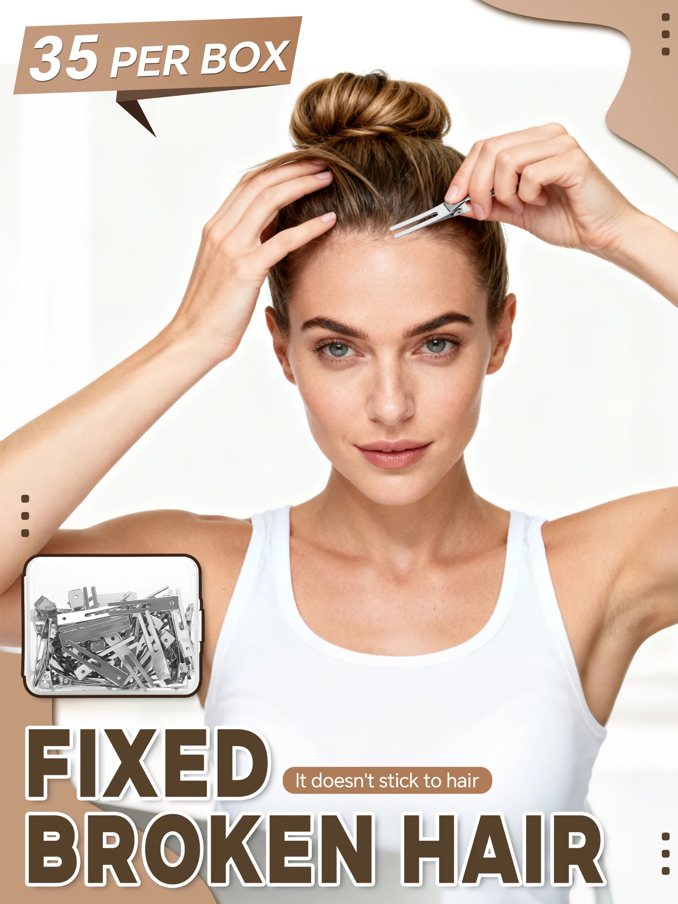 

50pcs Metal Silver Seamless Hair Clip 4.5cm, Volumizing Root Fluffy Pin for DIY Styling, Ladies Salon Quality Hairdressing Tools