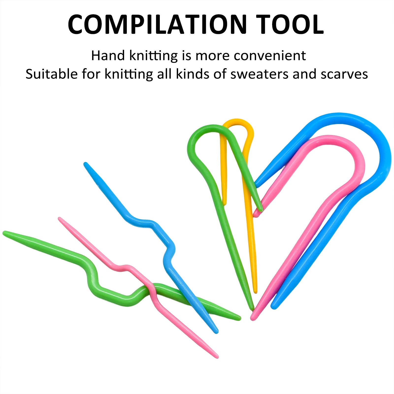 7-teilige Kunststoff-Stricknadeln, U-förmige Nadeln, bogenförmige Nadeln für manuelle Schals, Pullover, Häkelnadeln, Stricken, Nähwerkzeuge