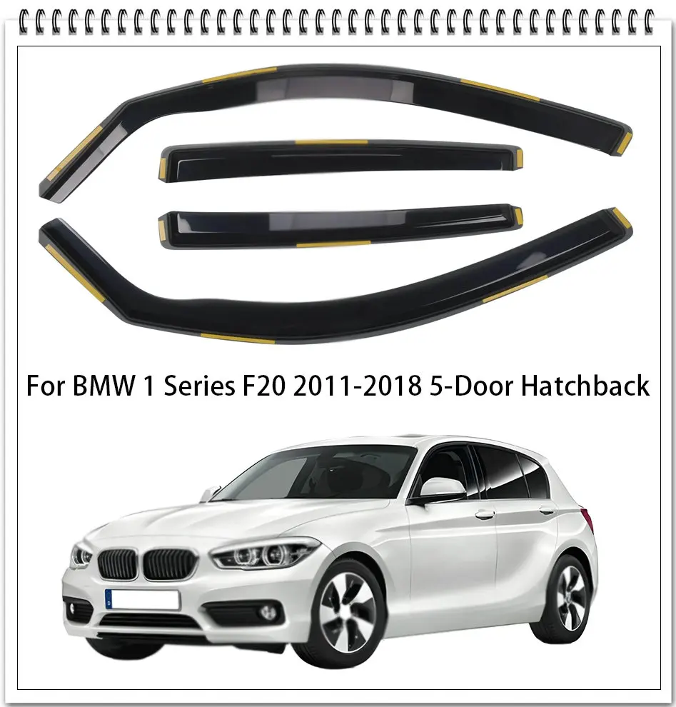 4pcs In-Channel Car Window For BMW 1 Series F20 2011-2018 5-Door Hatchback Wind Deflectors