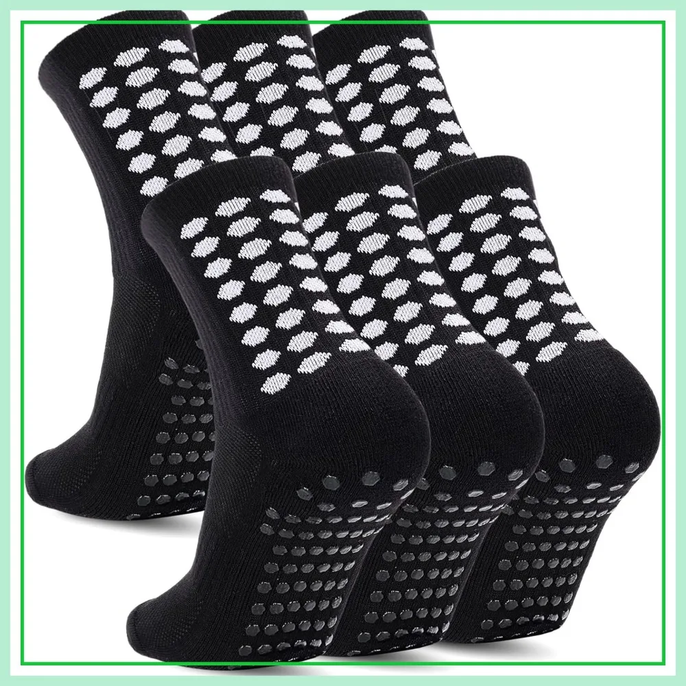 

3 Pairs Men's Grip Soccer Socks Non-Slip Football Baseball Socks for Men Women