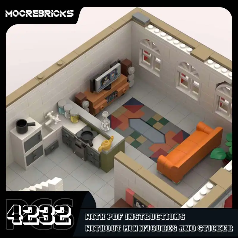 Arquitetura Modular Building Blocks para Crianças, MOC Assembly Bricks, Modelo de Tecnologia DIY, Conjuntos De Brinquedos, Presentes De Férias, Apartamento De Ginástica