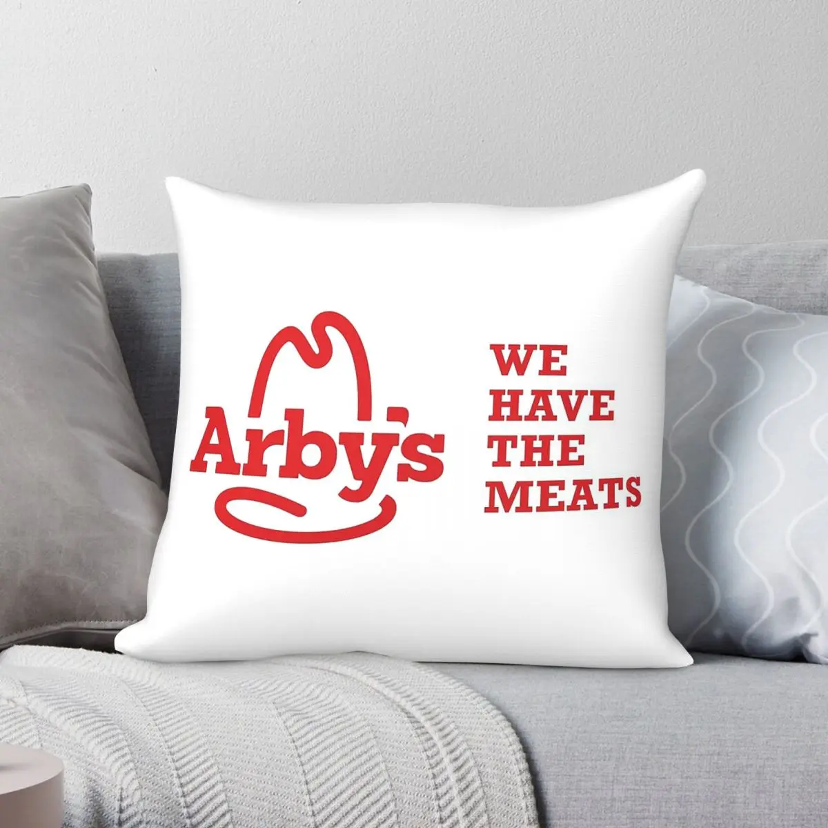 Arby's We Have The Meats Square Pillowcase Polyester Linen Velvet Creative Zip Decor Throw Pillow Case Home Cushion Cover 45x45