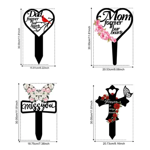 야외 금속 공감 정원 말뚝, 방수 기념 말뚝, 금속 묘지 기념패, 1 개