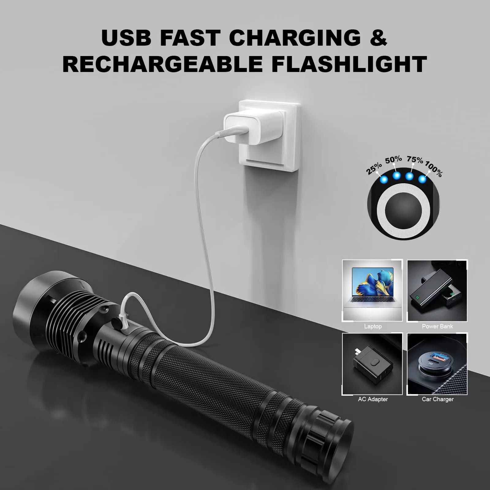 150000 High Lumens Led Flashlights Rechargeable Super Bright 5 Modes Waterproof Handheld Powerful Flash Light for Emergencies