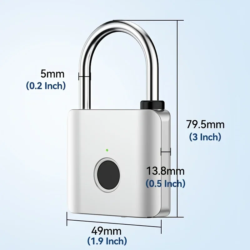 Smart Fingerprint Door Lock - USB Charging, Shockproof Zinc Alloy Padlock, with Type-C Charging Function