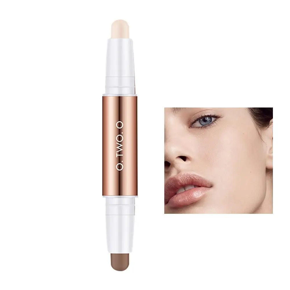 Contour Stick Highlighting and Bronzer Face Brightening Cosmetic, Waterproof Pen, Double Head, Long Lasting Makeup, J1W6